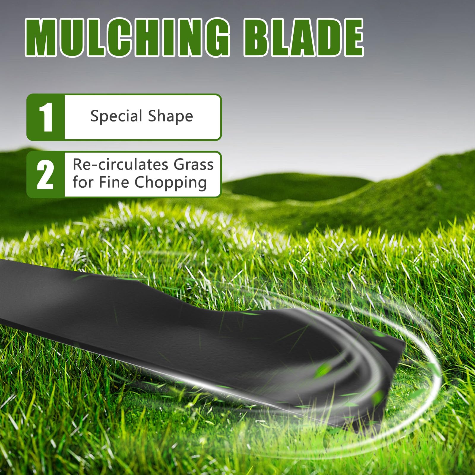 Ximoon 20-inch blade cutting through grass for clean, even results.