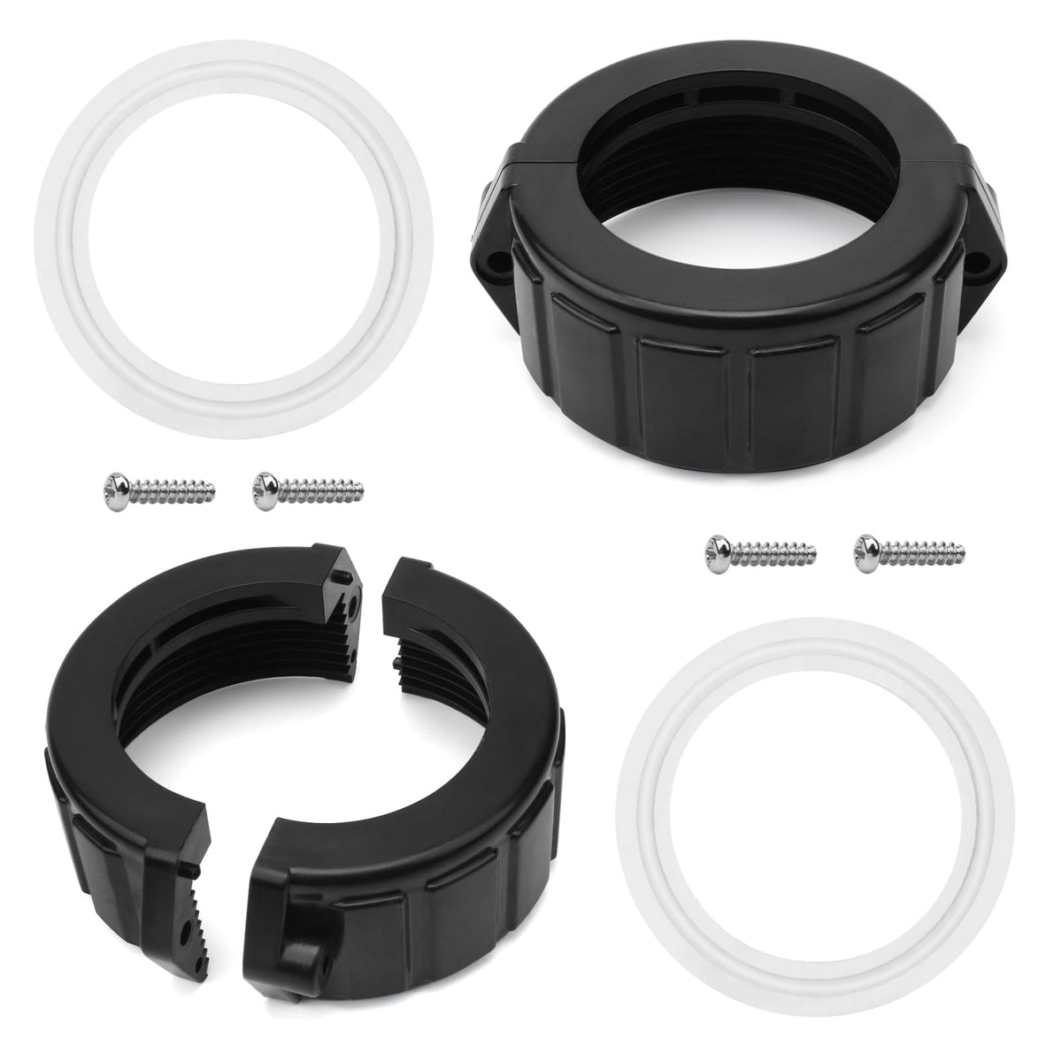 Ximoon spa heater split nut union close-up showing sturdy threads for leak-free installation.