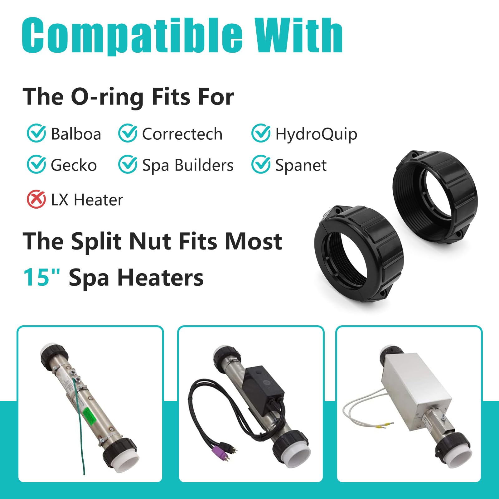 Ximoon spare screws included with spa heater union for quick, secure installation.