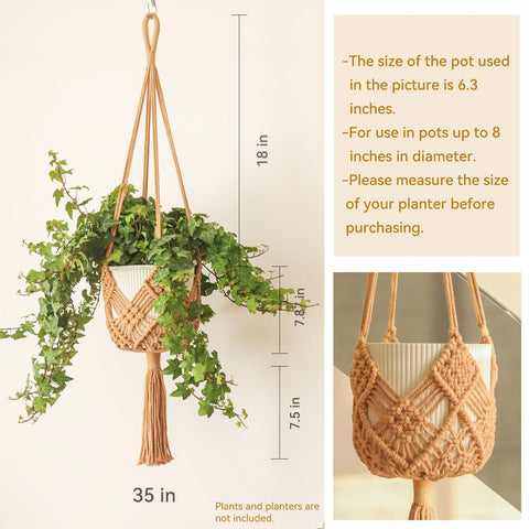 XINBOR crochet plant hanger with cotton rope, durable indoor use