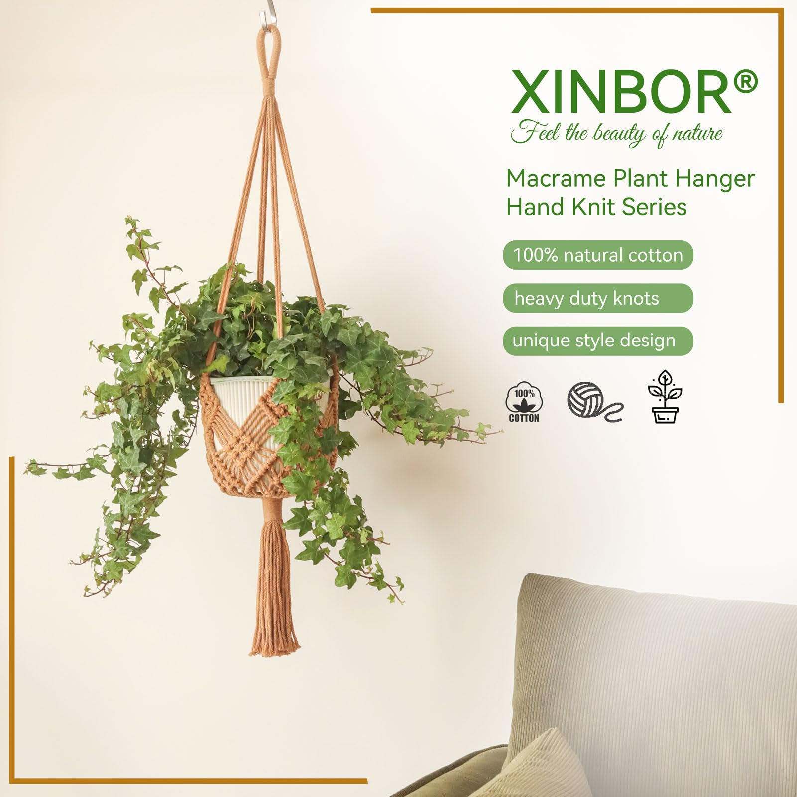 XINBOR hanging planter set fits up to 8 inches, versatile decor