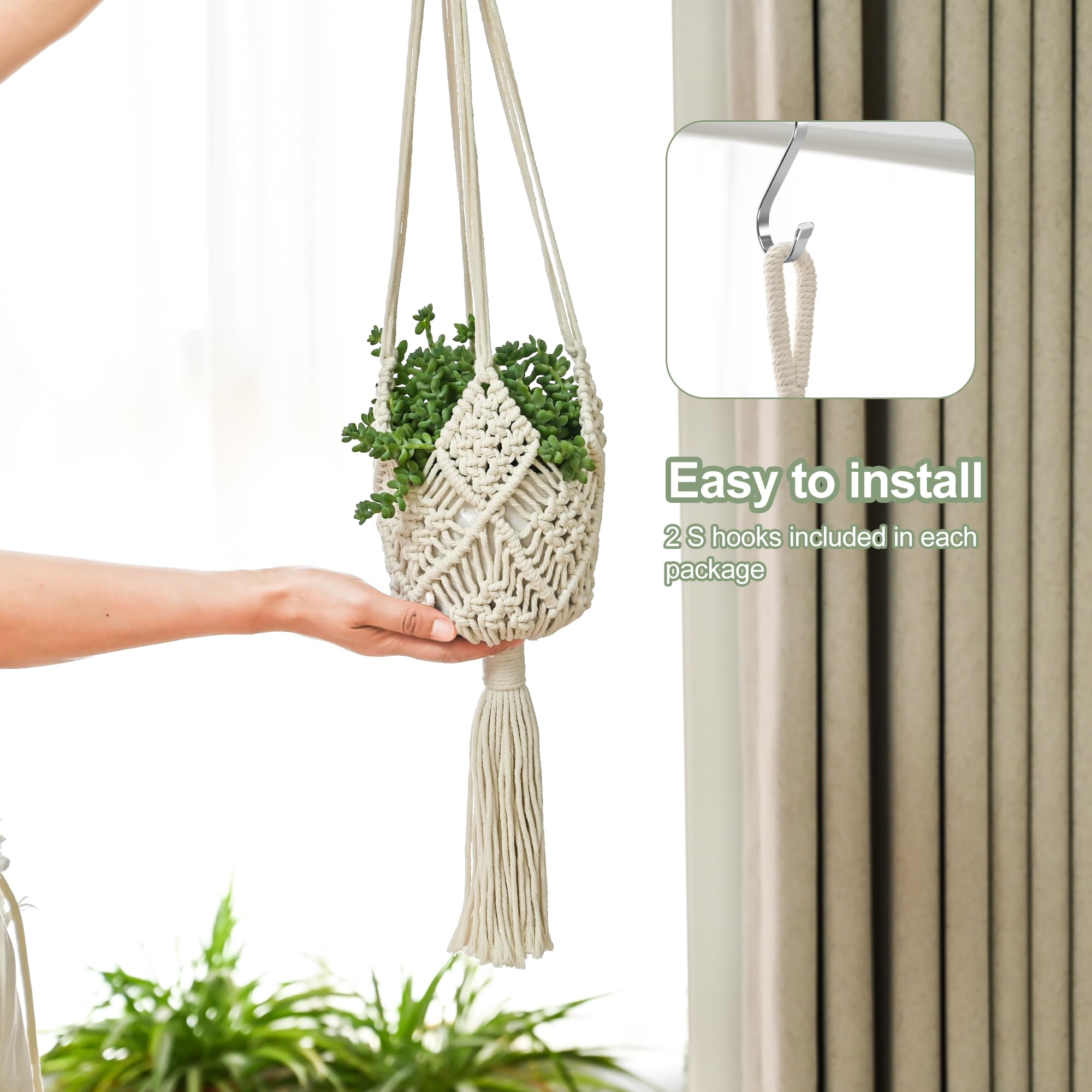 XINBOR includes S-shaped stainless steel hooks for quick mounting