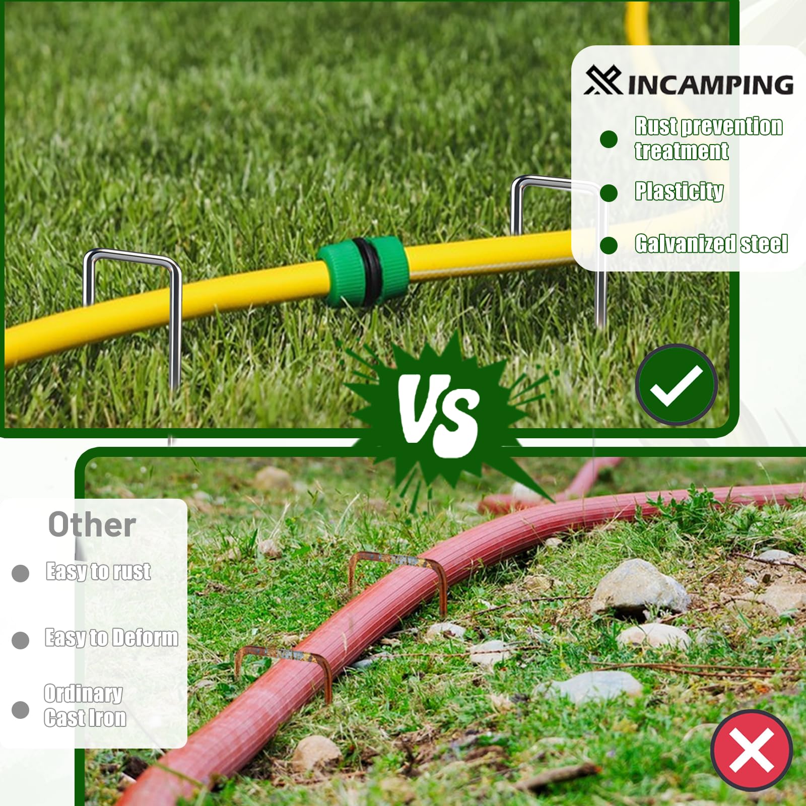 Rust-proof XINCAMPING stakes ready for long outdoor use