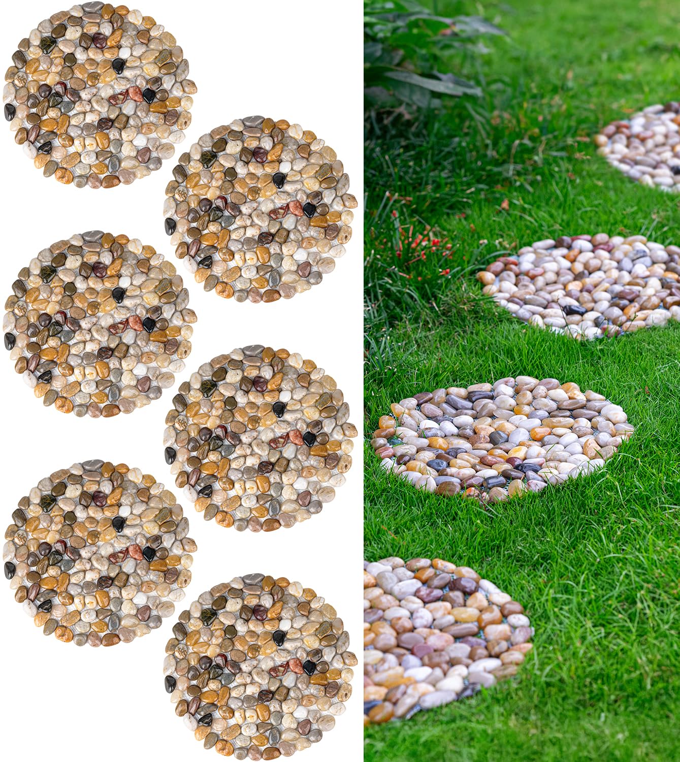 Xindian 12-inch round river rock stepping stone for a durable garden walkway.