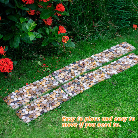 Xindian river rock stepping mats form a winding path to your patio.
