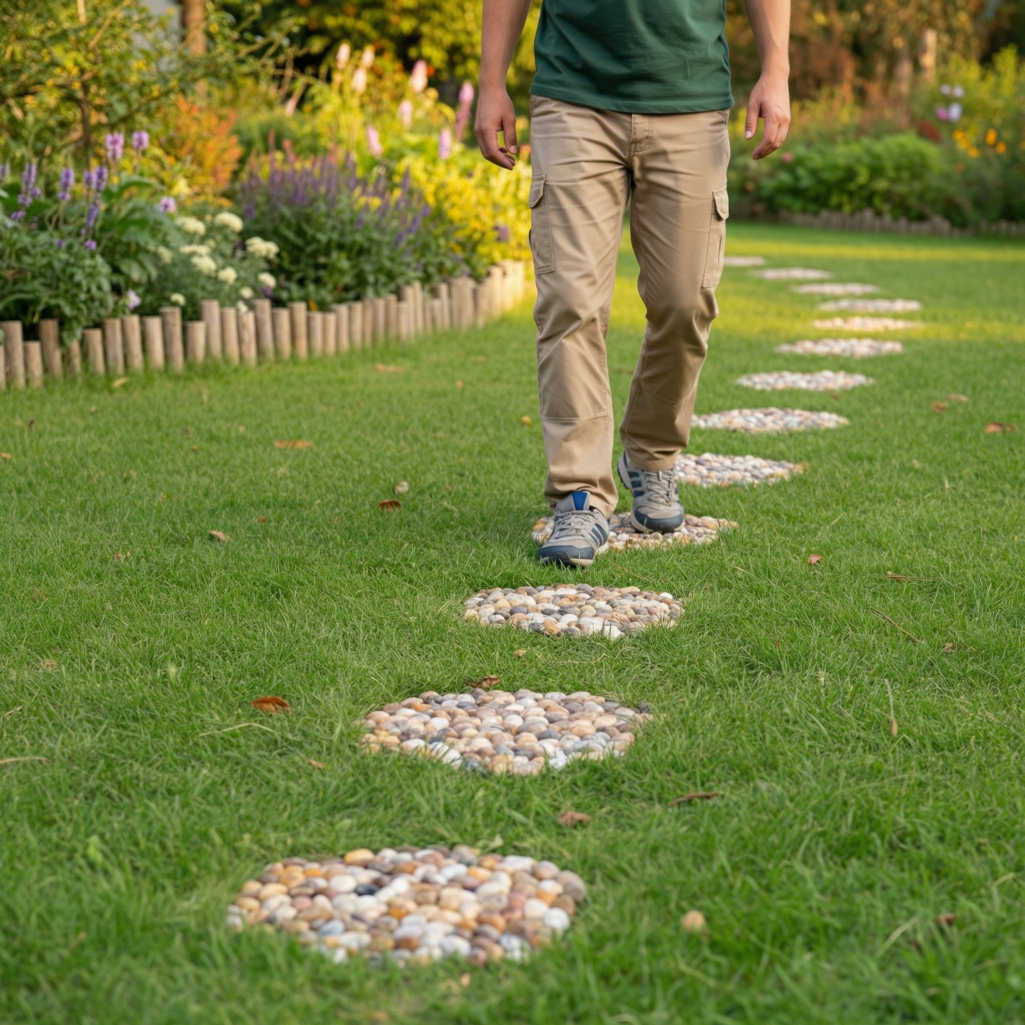 Xindian round garden path stones decorative for patios and lawns.