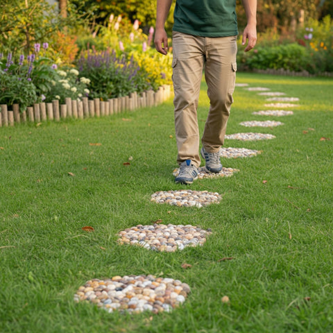 Xindian round garden path stones decorative for patios and lawns.