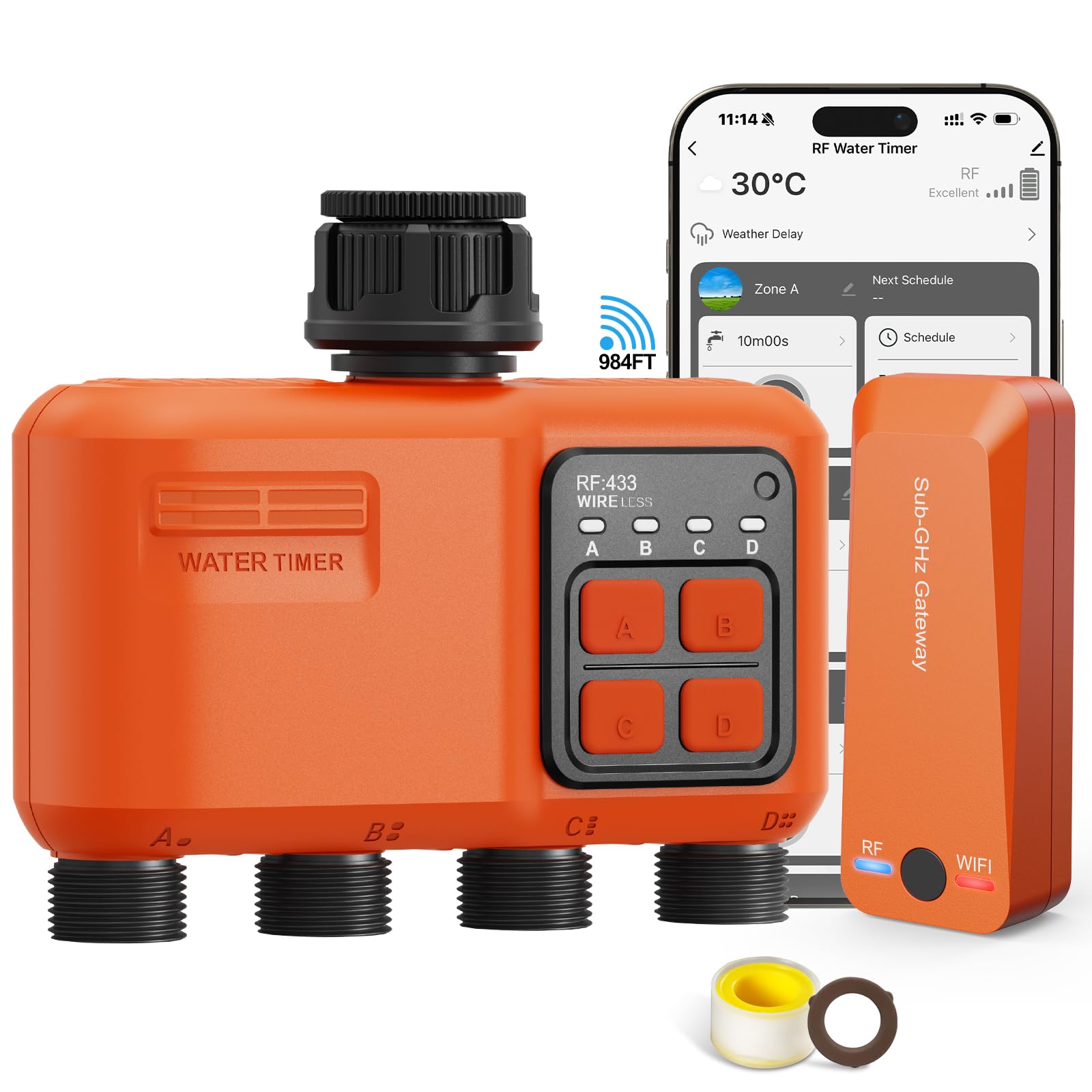 XinFuture smart WiFi sprinkler timer front view for precise garden watering