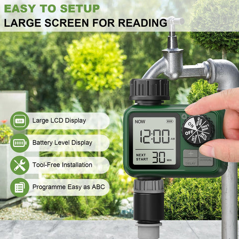 Bright LCD display on XinFuture timer shows time and cycle details.