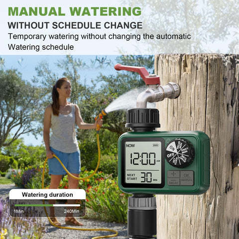Weatherproof XinFuture timer mounted for outdoor use.