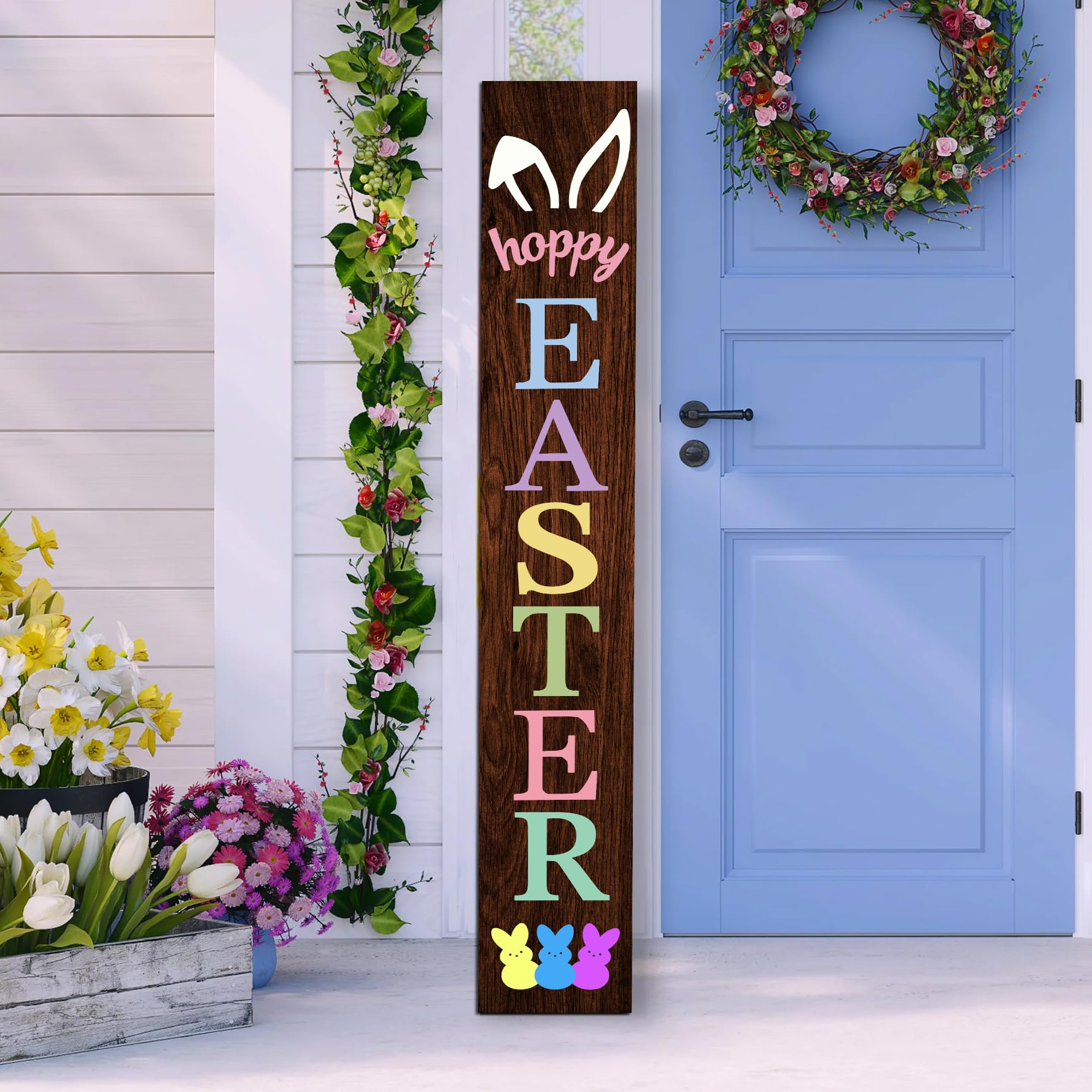 Xinglunla Happy Easter porch sign 47in greets guests indoors or outdoors