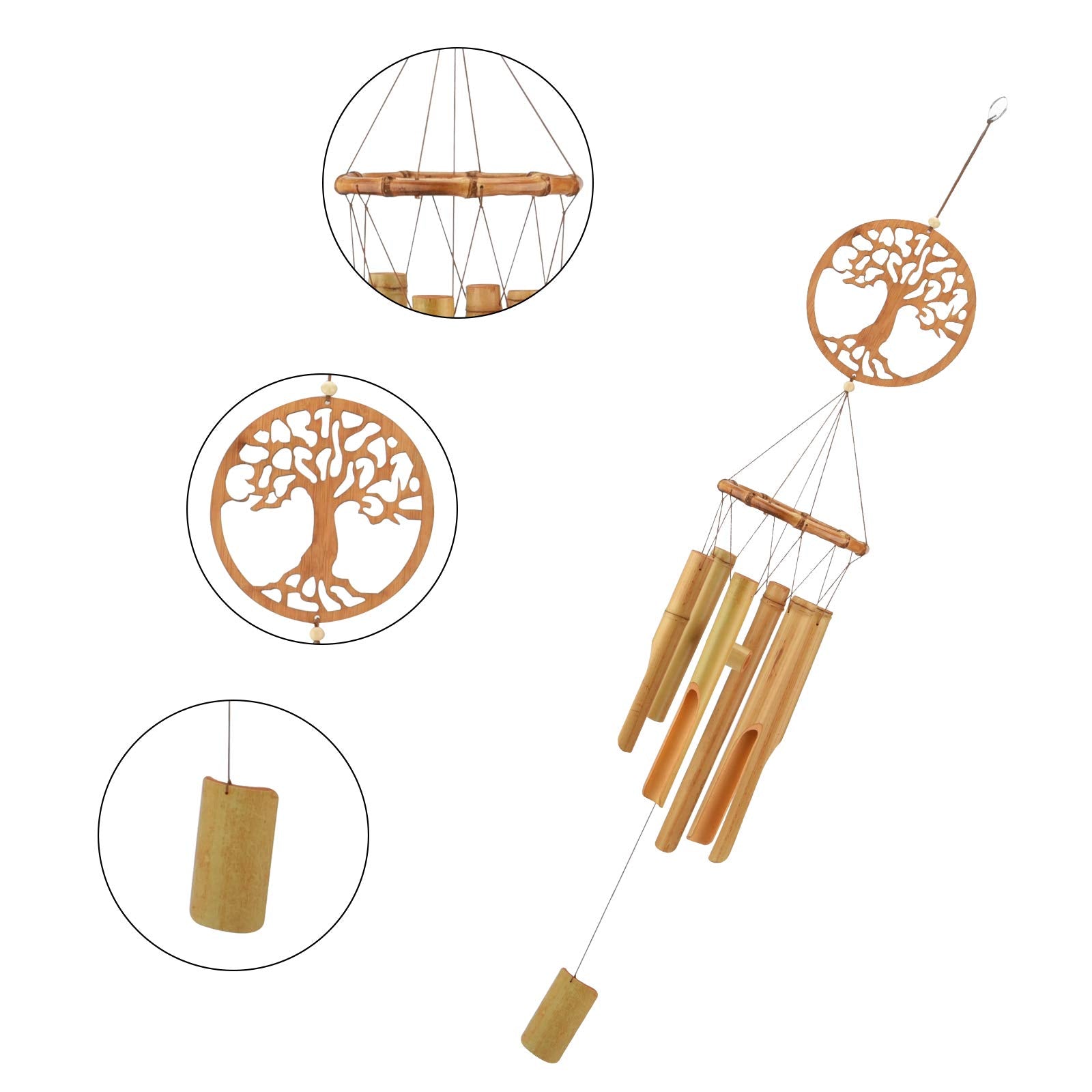XINRUI Natural Bamboo Wind Chimes weather-resistant and long-lasting garden decor