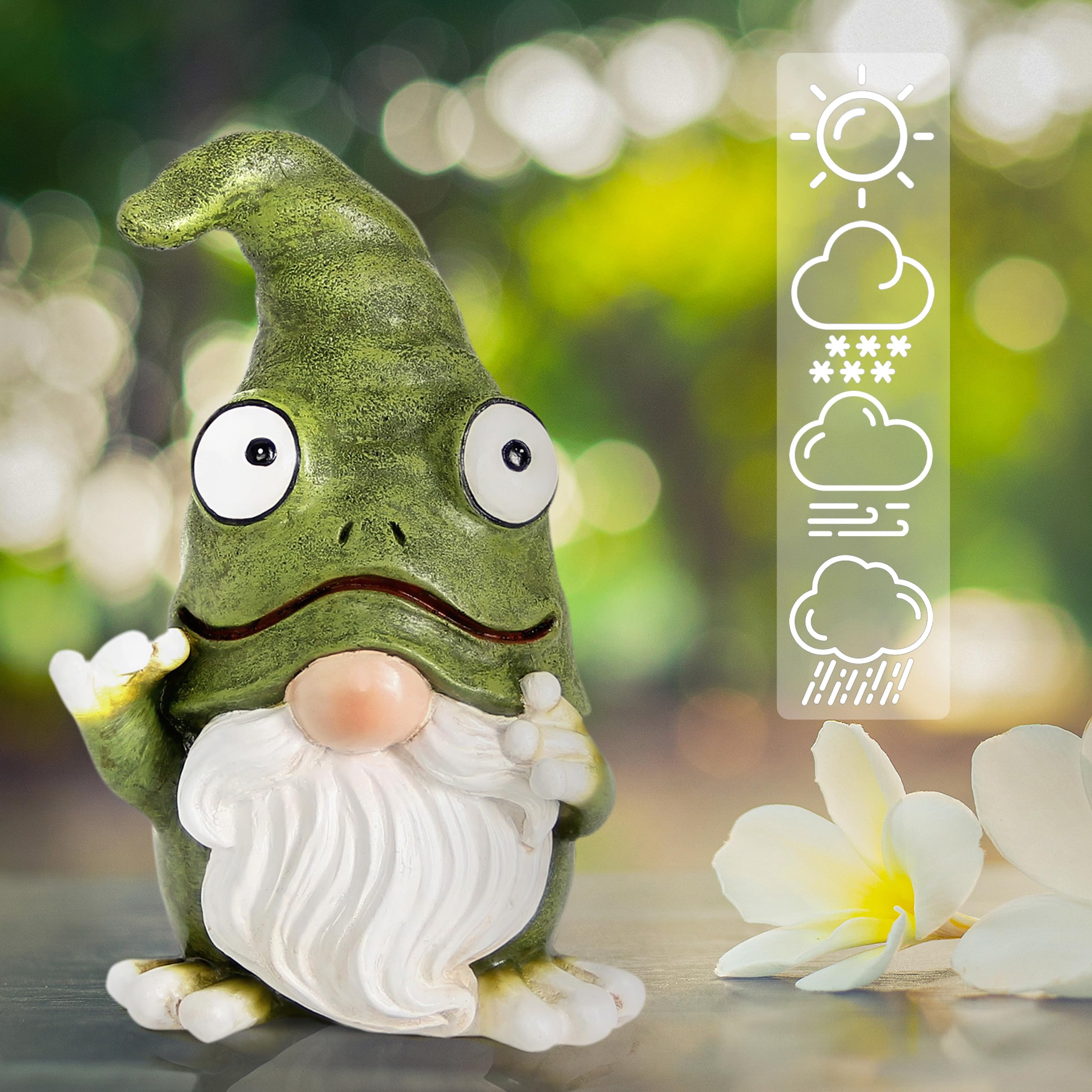 Xintim resin gnome frog, waterproof for year-round outdoor display.