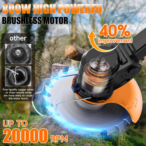 Xinweilan weed wacker with charger included for uninterrupted work sessions.