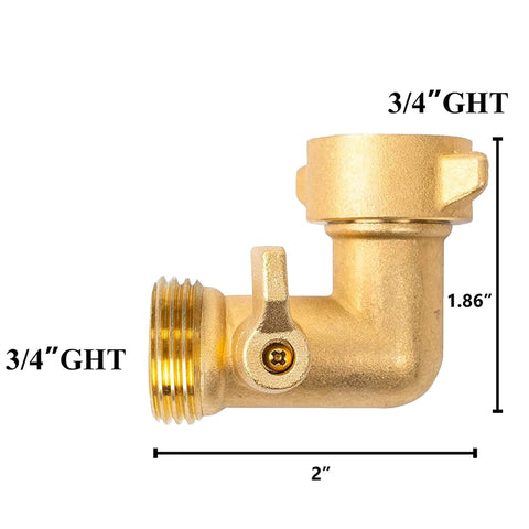 Xiny Tool brass elbow connector with 3/4-inch threads for outdoor fixtures.