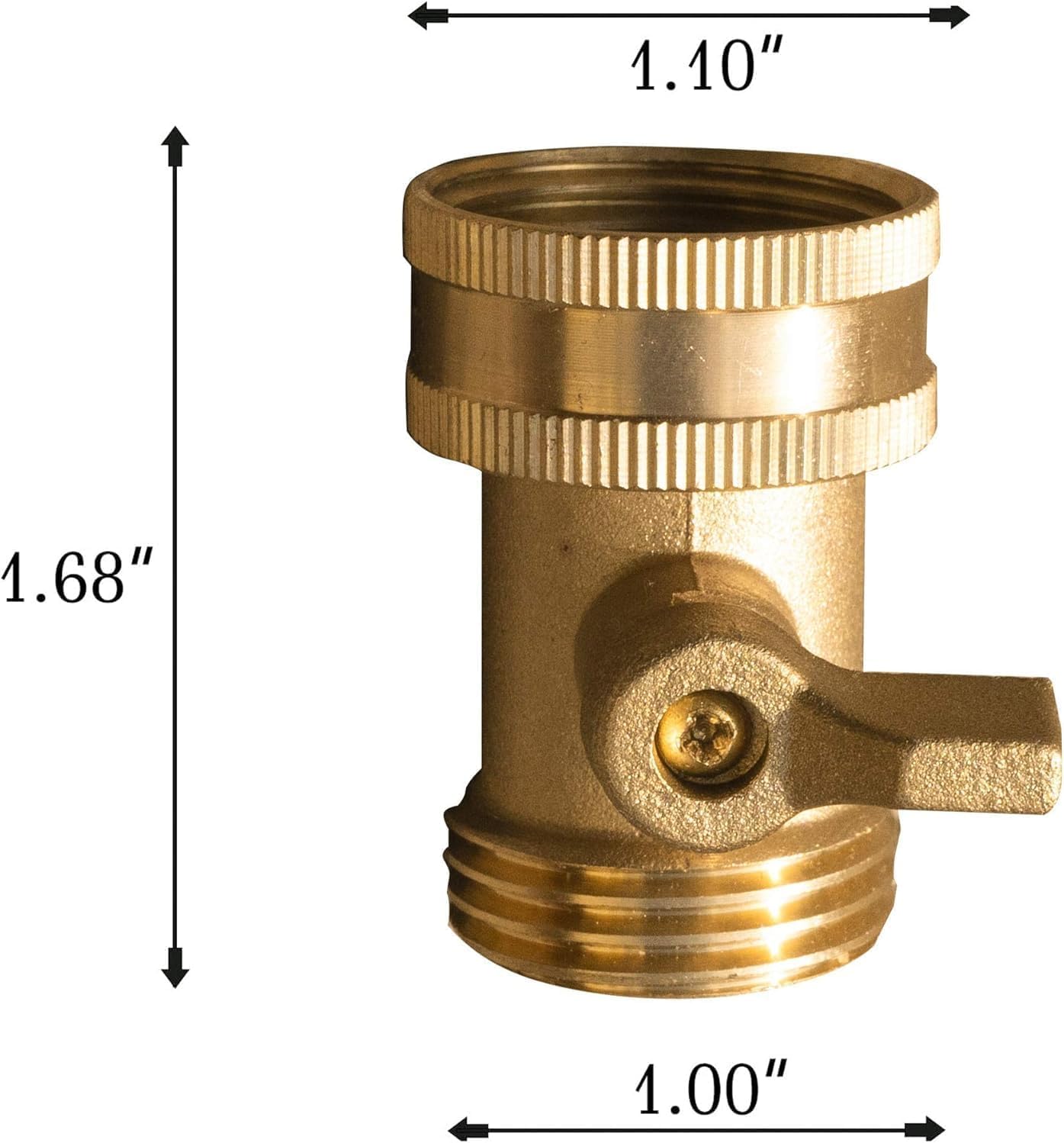Xiny Tool brass valve body full view demonstrates compatibility with 3/4-inch hoses.