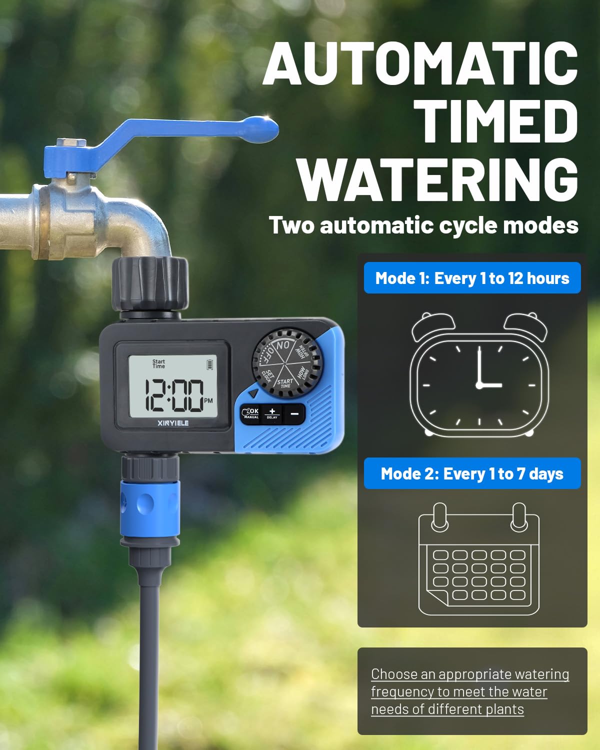 XINYIELE Smart Sprinkler Timer quick-setup image indicates simple installation.