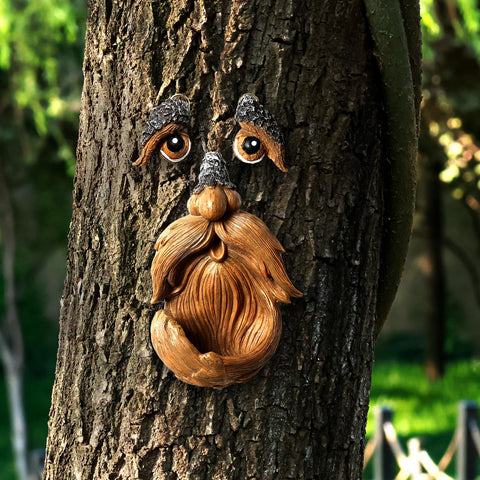 XIOQINE Playful Tree Faces Decor, 63-inch tall, adds whimsy and attracts birds.