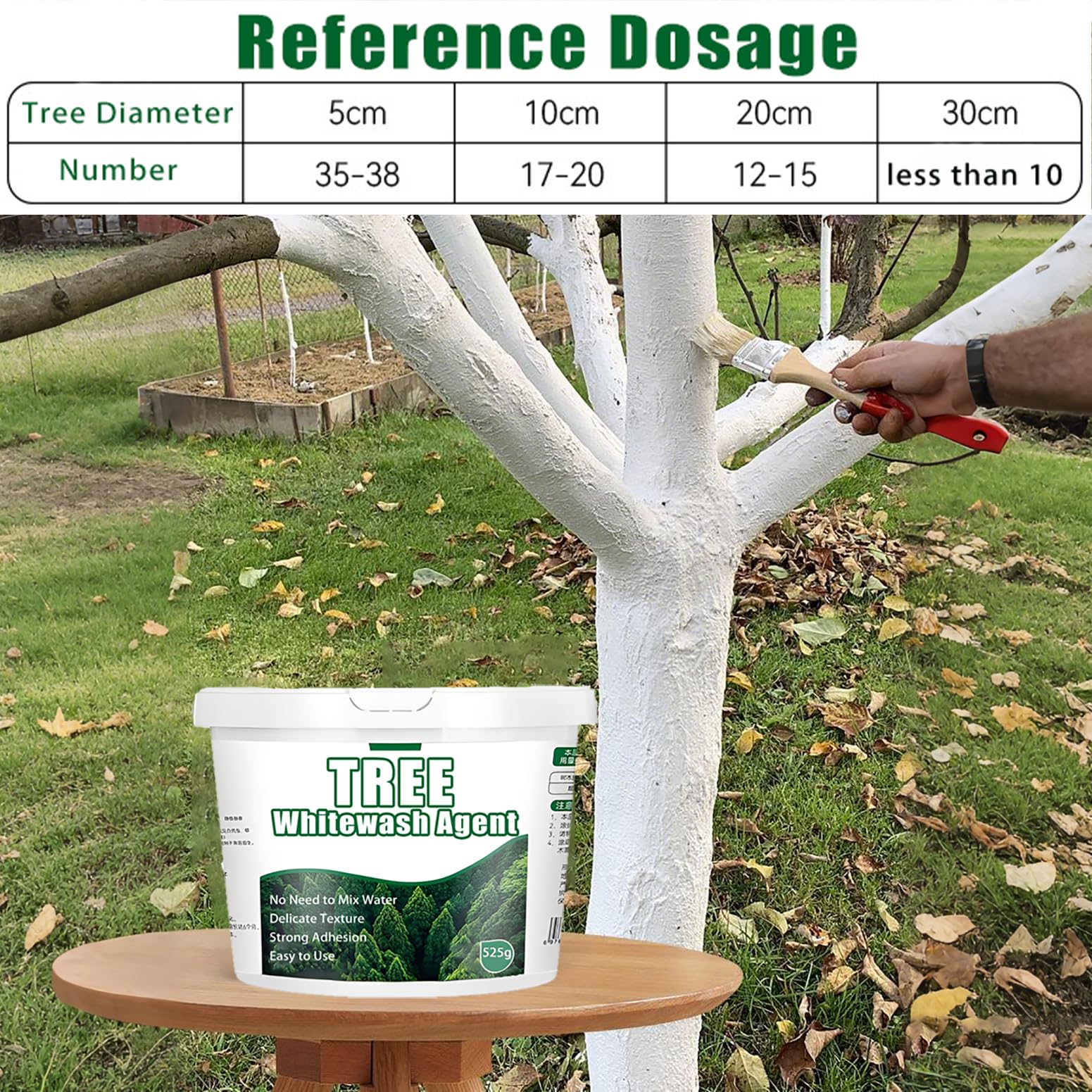 XIRUJNFD Tree Whitewash Agent ready-to-use formula saves prep time.