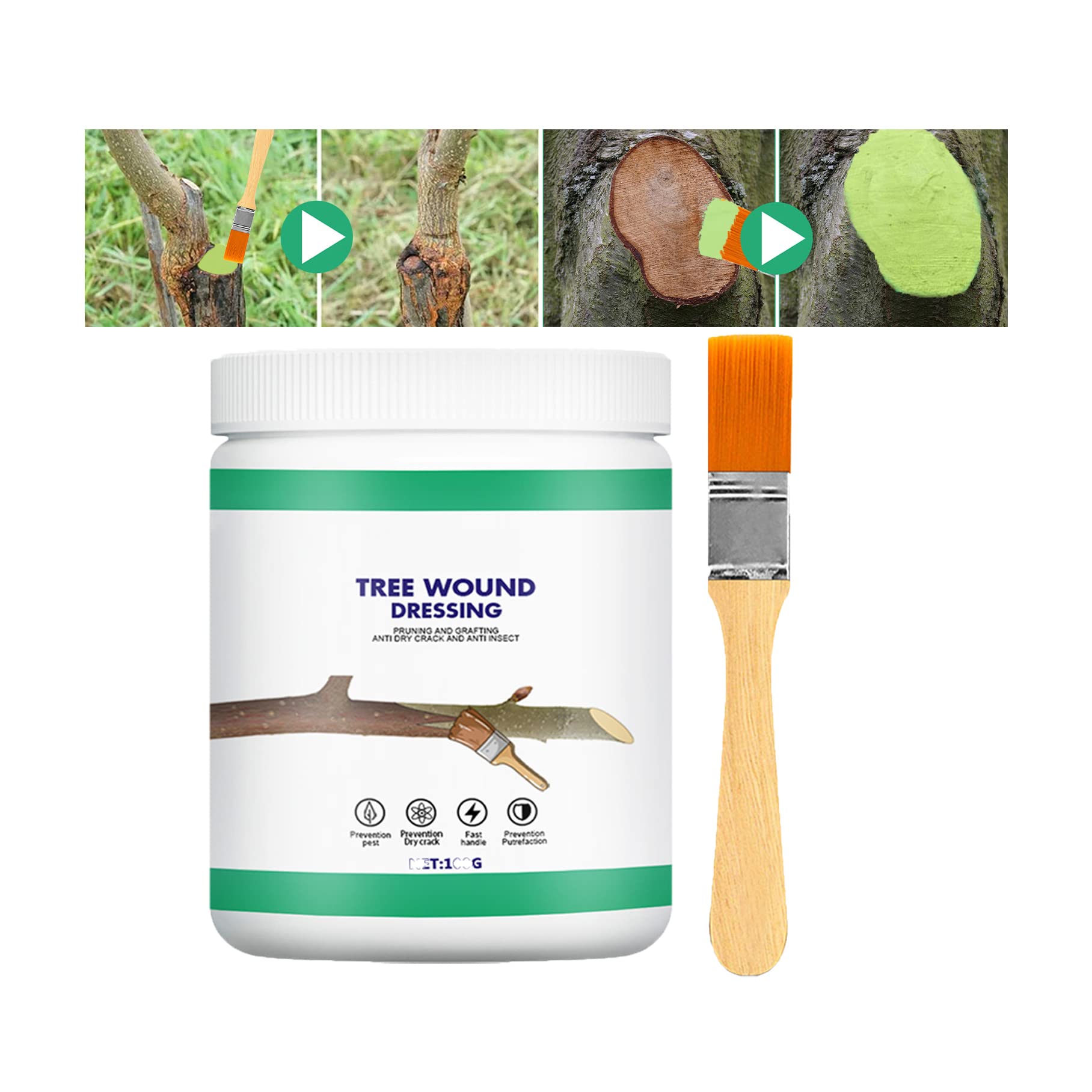 XIRUJNFD Tree Wound Sealer bottle showing 100g paste for pruning and grafting.