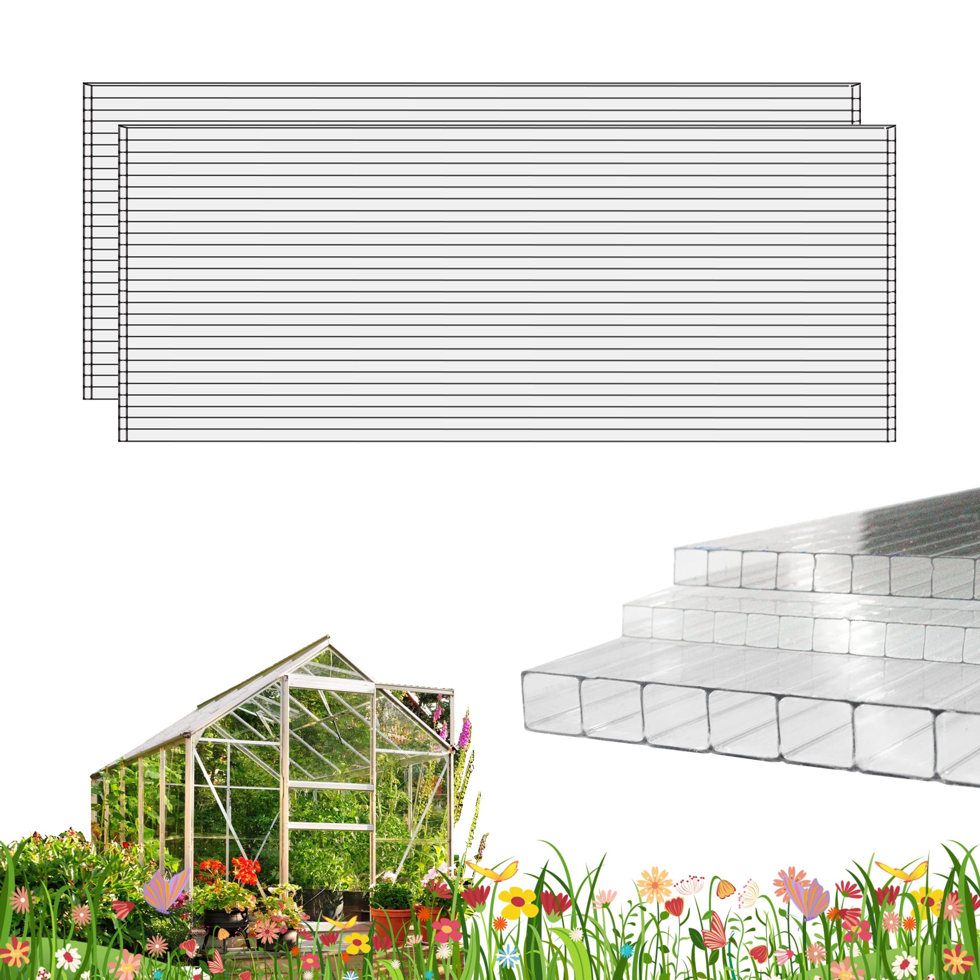XISOCO 3P clear greenhouse panel showing twin-wall efficiency and light transmission
