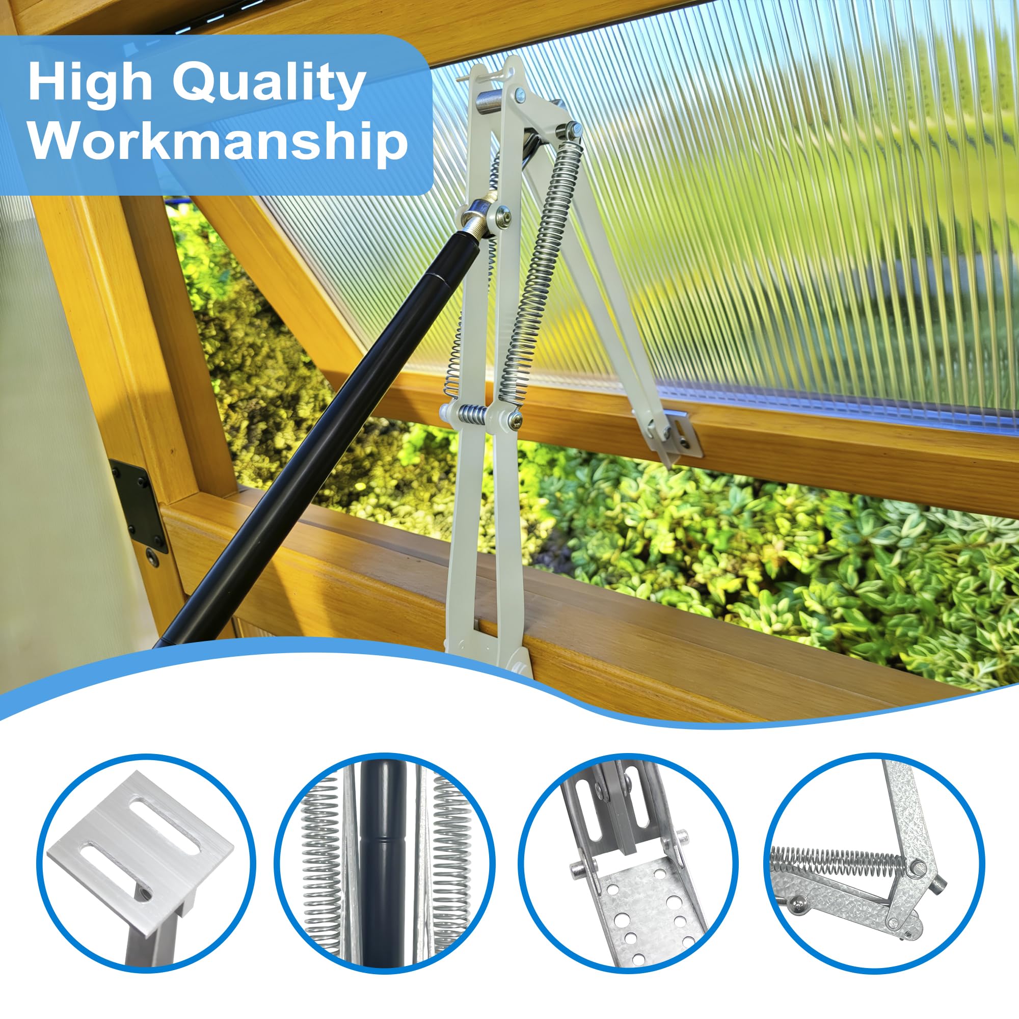 XISOCO dual-spring mechanism close-up emphasizes reliable lifting power for vents.