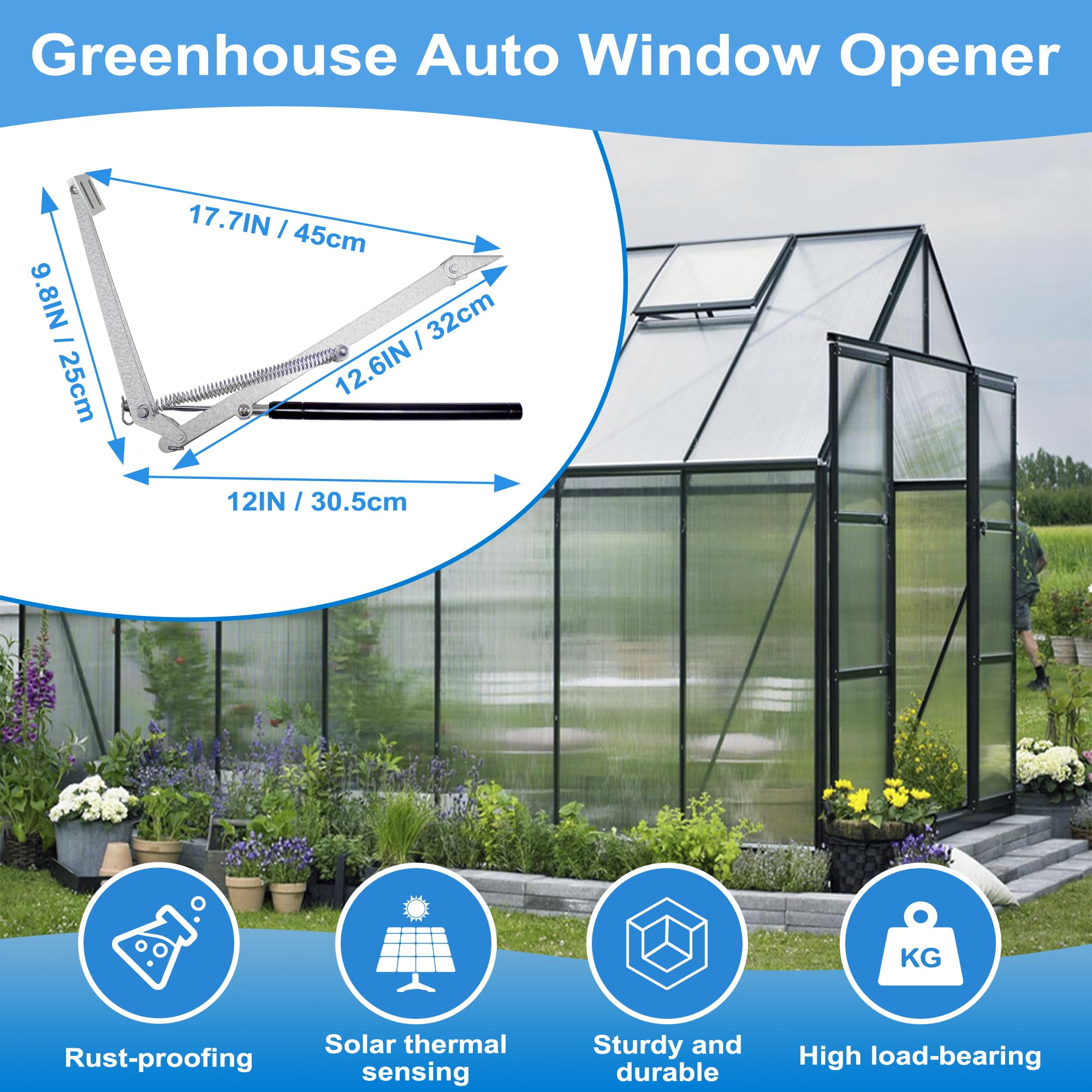 XISOCO galvanized steel vent opener close-up highlights corrosion resistance and smooth finish.