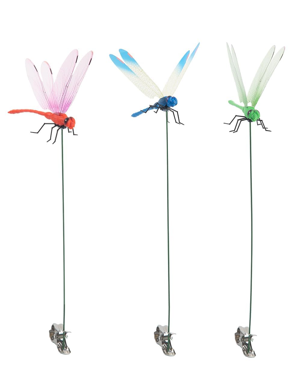 XITORAS dragonfly clip adds lifelike garden decor and deters insects during outdoor strolls.