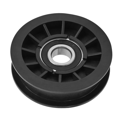 XJJ 756-05032 flat idler pulley front view showing smooth belt interface and fit
