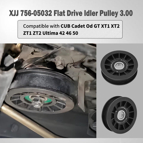 XJJ flat idler pulley side profile highlighting slim, low-friction design
