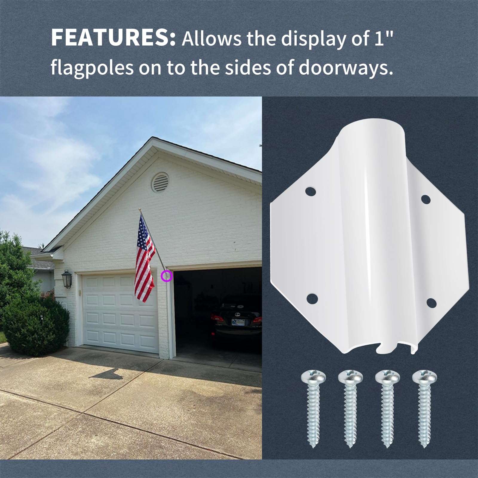 XJJ outdoor flag bracket designed for 1-inch poles on roofs or walls.