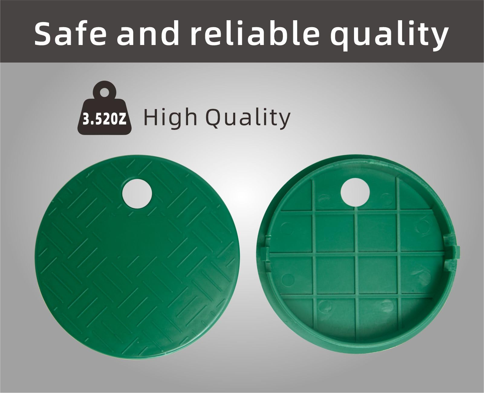 Xjsutkisky green lid resists corrosion, acids, and sunlight exposure.