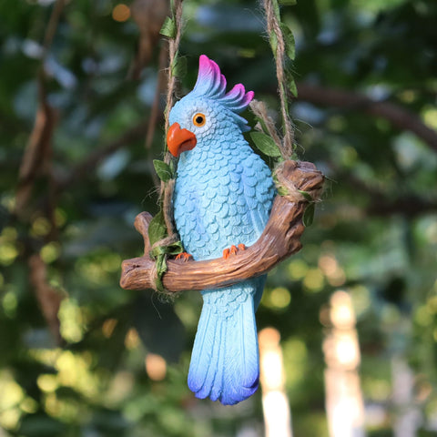 XKFLAUHM hanging parrot decor blue adds tropical garden charm