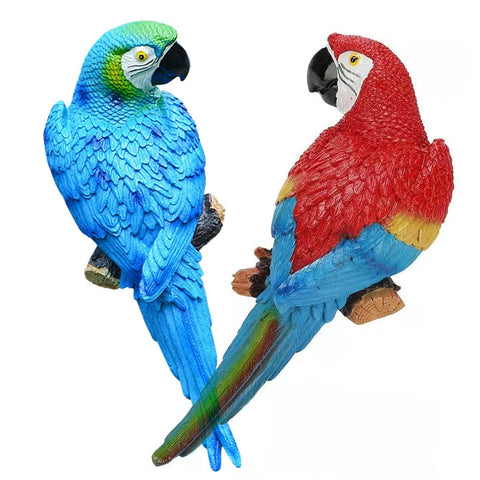 XKFLAUHM parrot statue outdoor blue and red adds tropical charm
