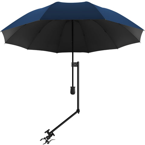 XLINGZA UPF 50+ beach umbrella on-the-go shade with universal clamp.