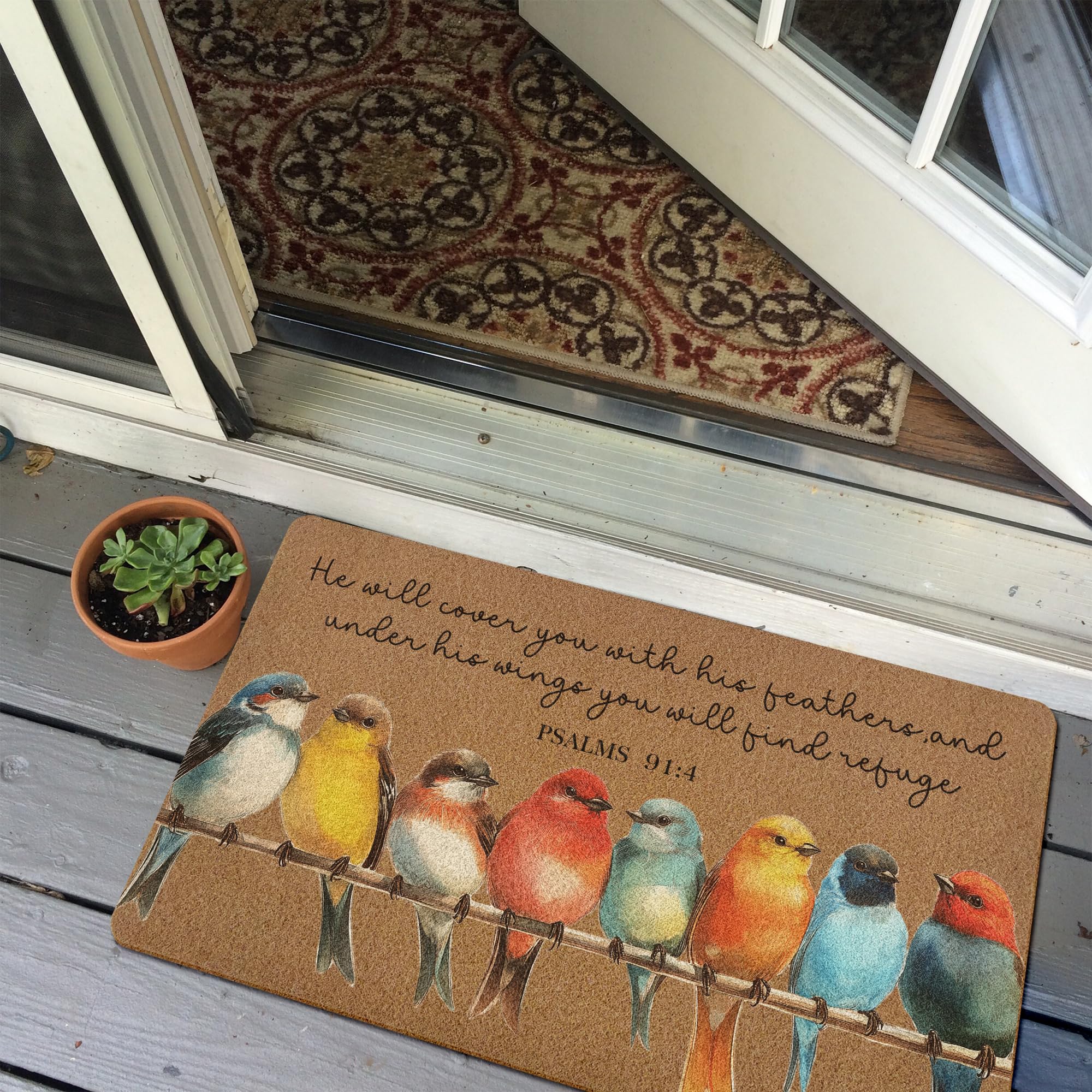 XLDLIOO 17 by 30 inch rug fits most exterior doors and thresholds.