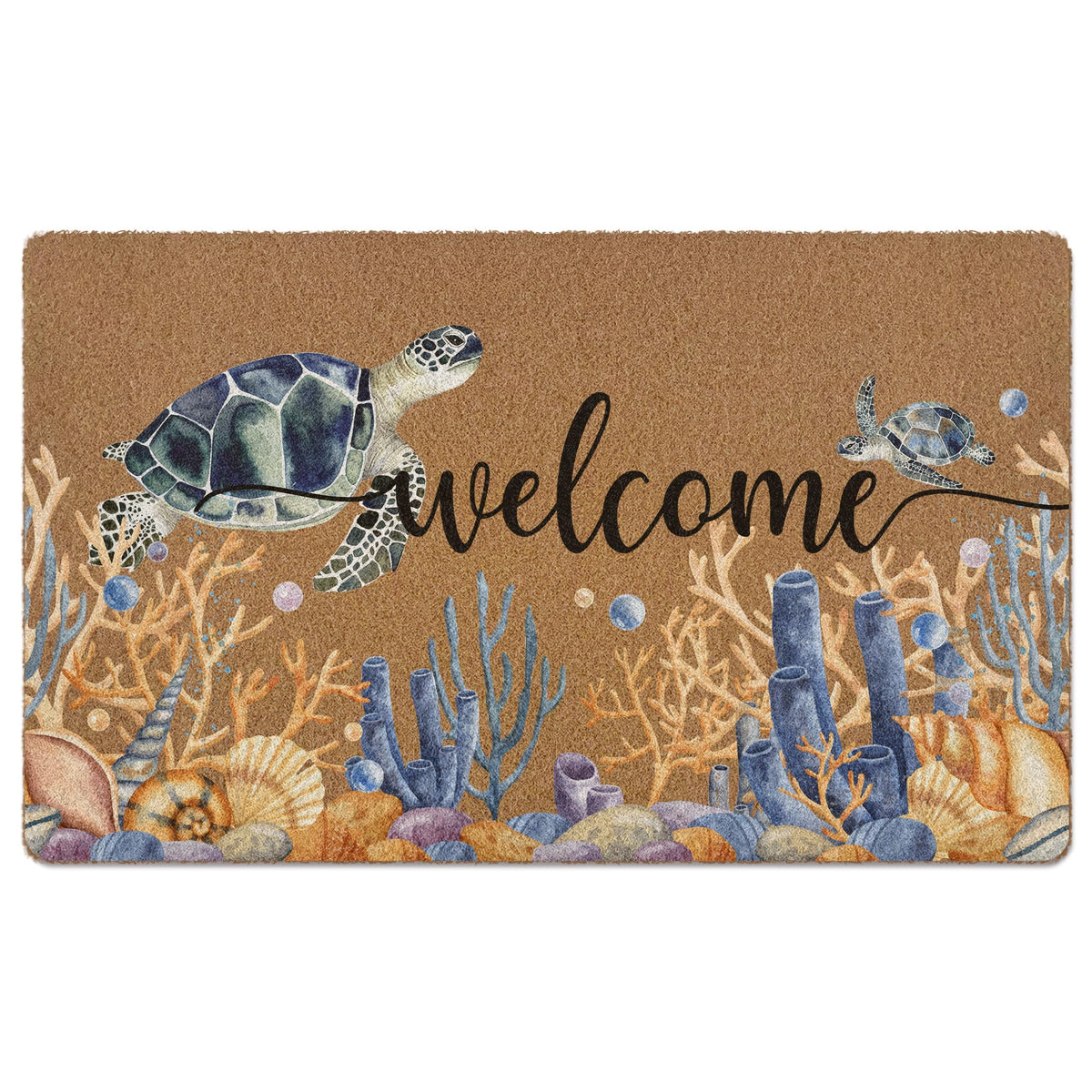 XLDLIOO Beach Welcome Doormat with coastal pattern traps dirt at the entry