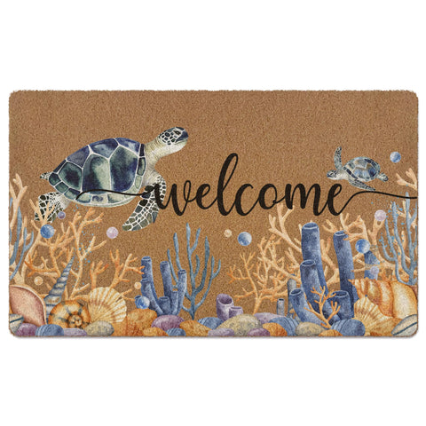 XLDLIOO Beach Welcome Doormat with coastal pattern traps dirt at the entry