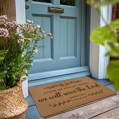 XLDLIOO Bible verse doormat with As for me and my house text.