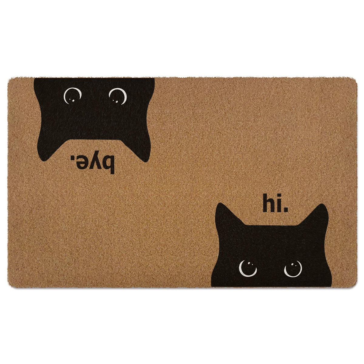XLDLIOO Black Cat Door Mat front view showing textured surface that traps dirt at the entry.