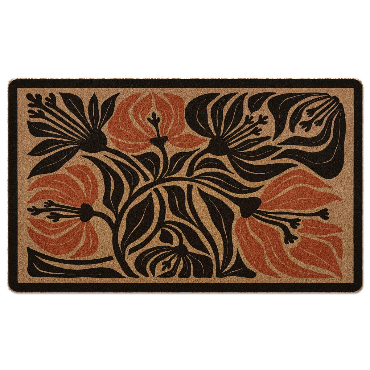 XLDLIOO boho door mat with floral pattern catches dirt at the front door.