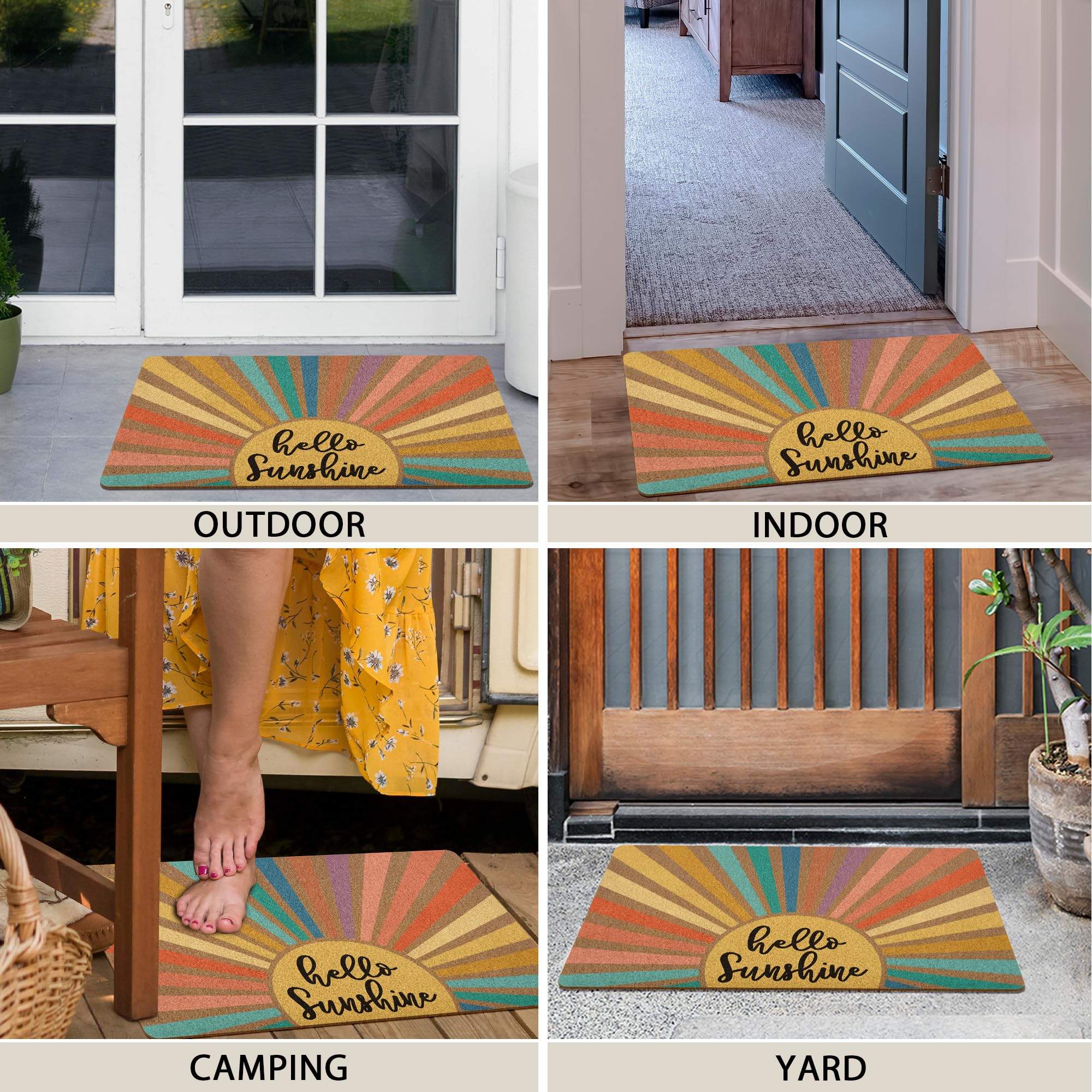 XLDLIOO Boho Sunshine Door Mat is easy to care for with regular vacuuming.