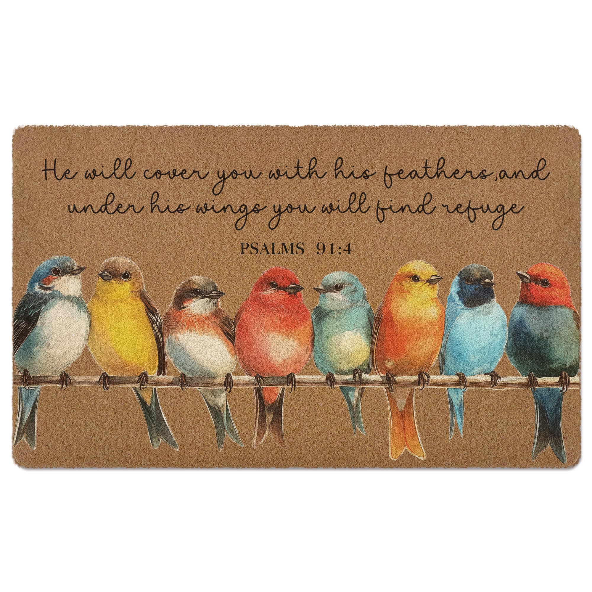 XLDLIOO Christian door mat with bird pattern welcomes guests while trapping dirt.