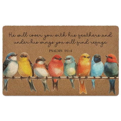 XLDLIOO Christian door mat with bird pattern welcomes guests while trapping dirt.