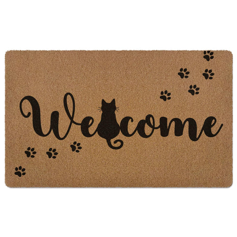 XLDLIOO cute black cat paws door mat with welcoming pattern catching dirt at entry