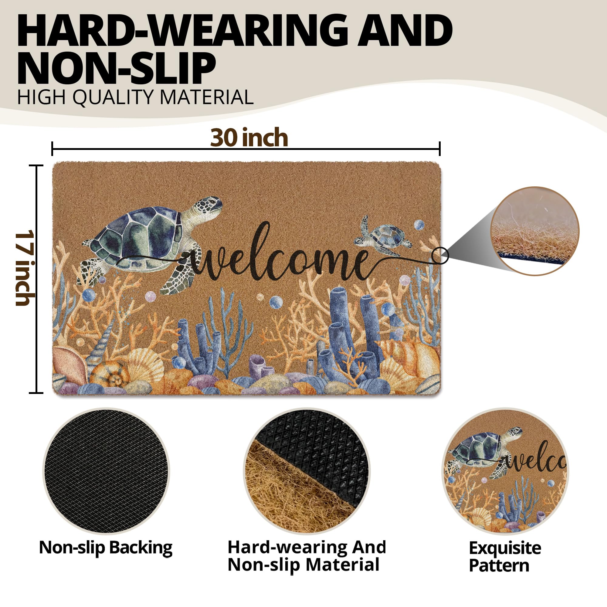 XLDLIOO Ocean Doormat with durable backing for all weather