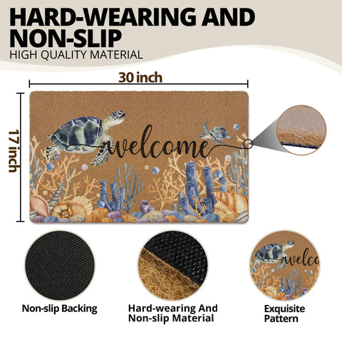 XLDLIOO Ocean Doormat with durable backing for all weather