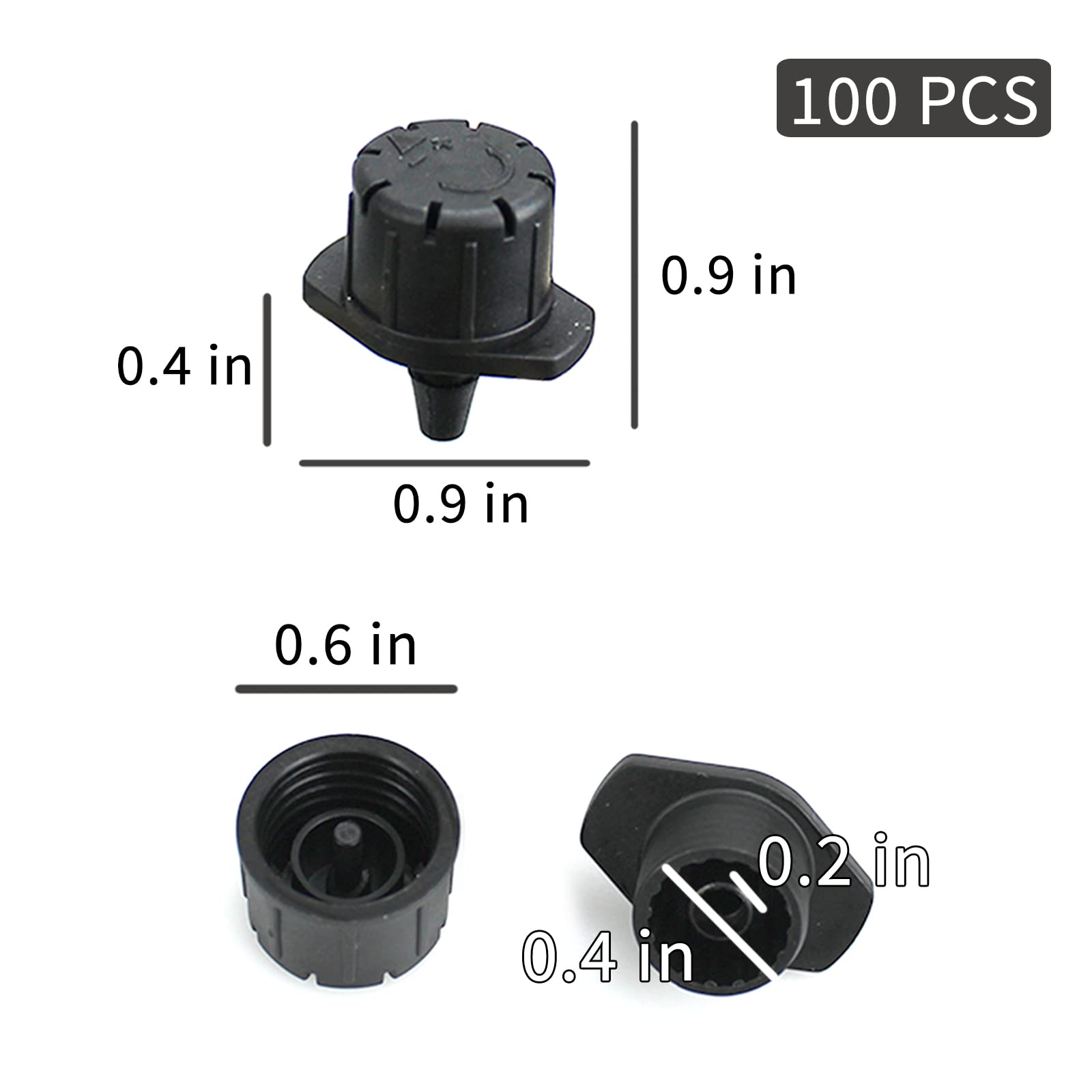 Xloey emitter with 4 mm and 7 mm tubing compatibility.