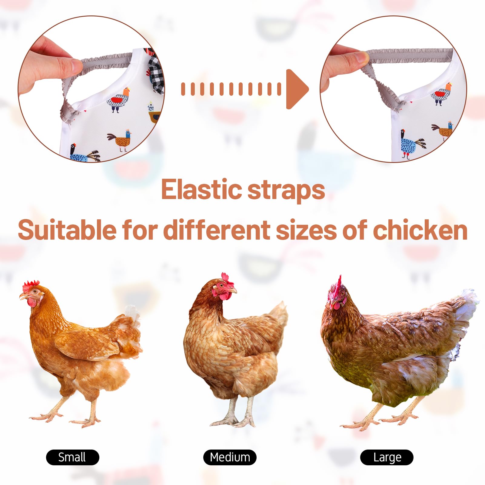 XLSXEXCL elastic-strap saddle shows easy fit for most hens.