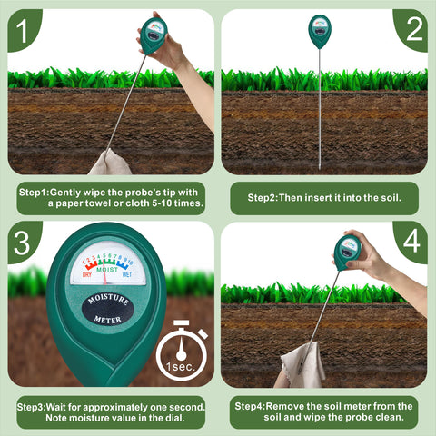 XLUX easy-to-read dial shows soil moisture at a glance